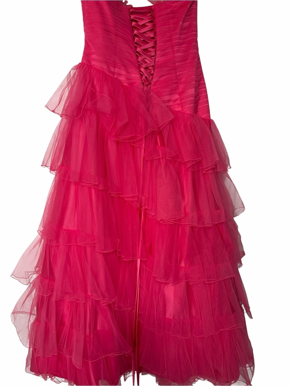 Maggie Sottero Vintage Pink Pageant Strapless Ruffle Ballgown Evening Wear sz 12 - Picture 5 of 9